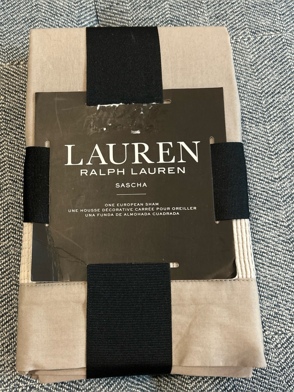 Lauren Ralph Lauren Sascha Stone Grey (1) Euro Pillow Sham 100% Cotton NEW